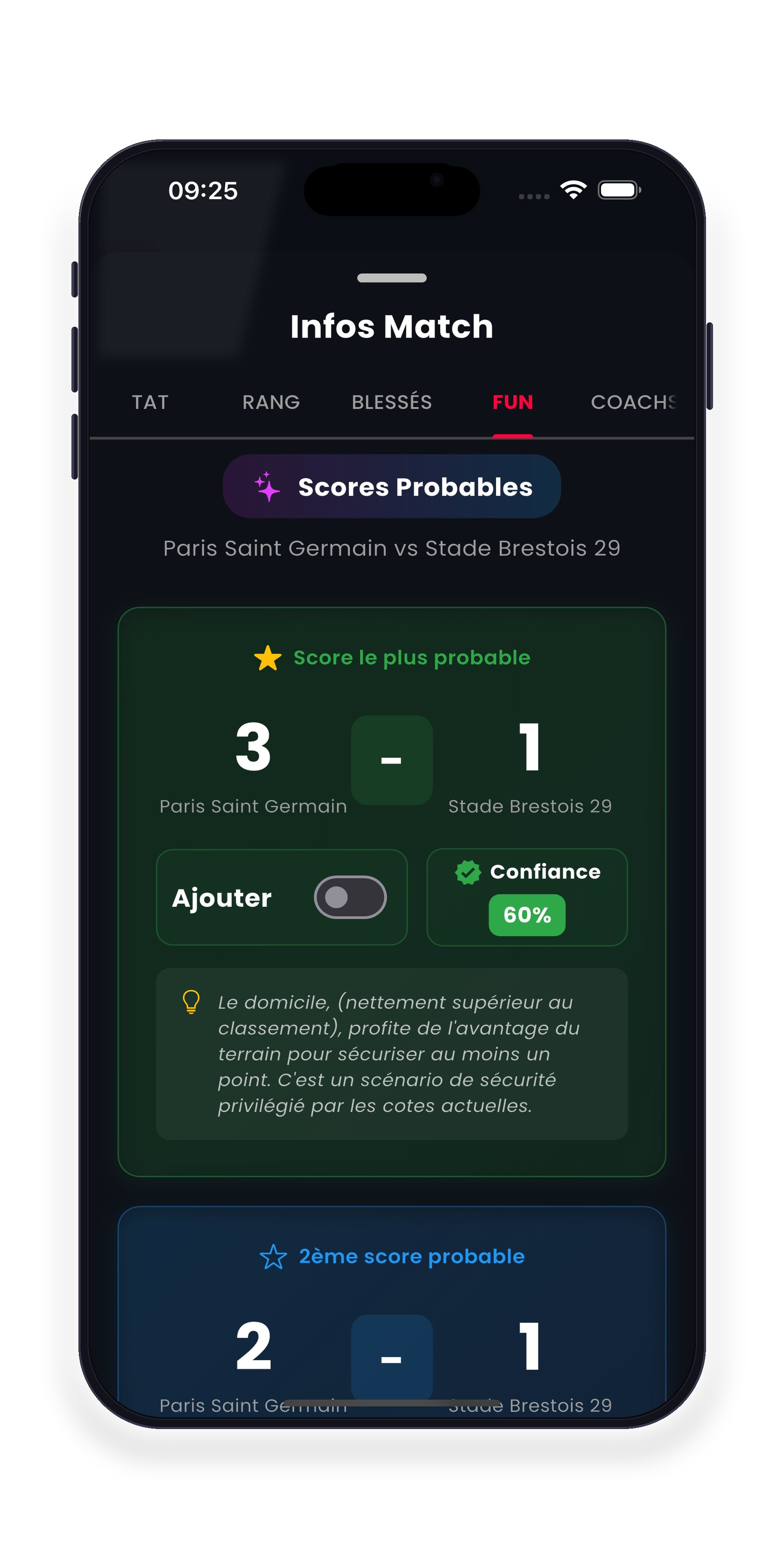 Score le plus probable